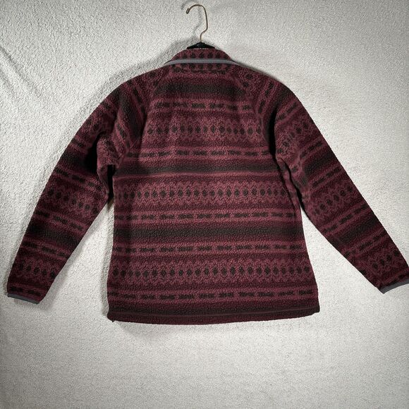Carhartt Relaxed Fit Fleece Quarter-Snap Pullover Sz M Burgundy & Black Aztec - Picture 10 of 13